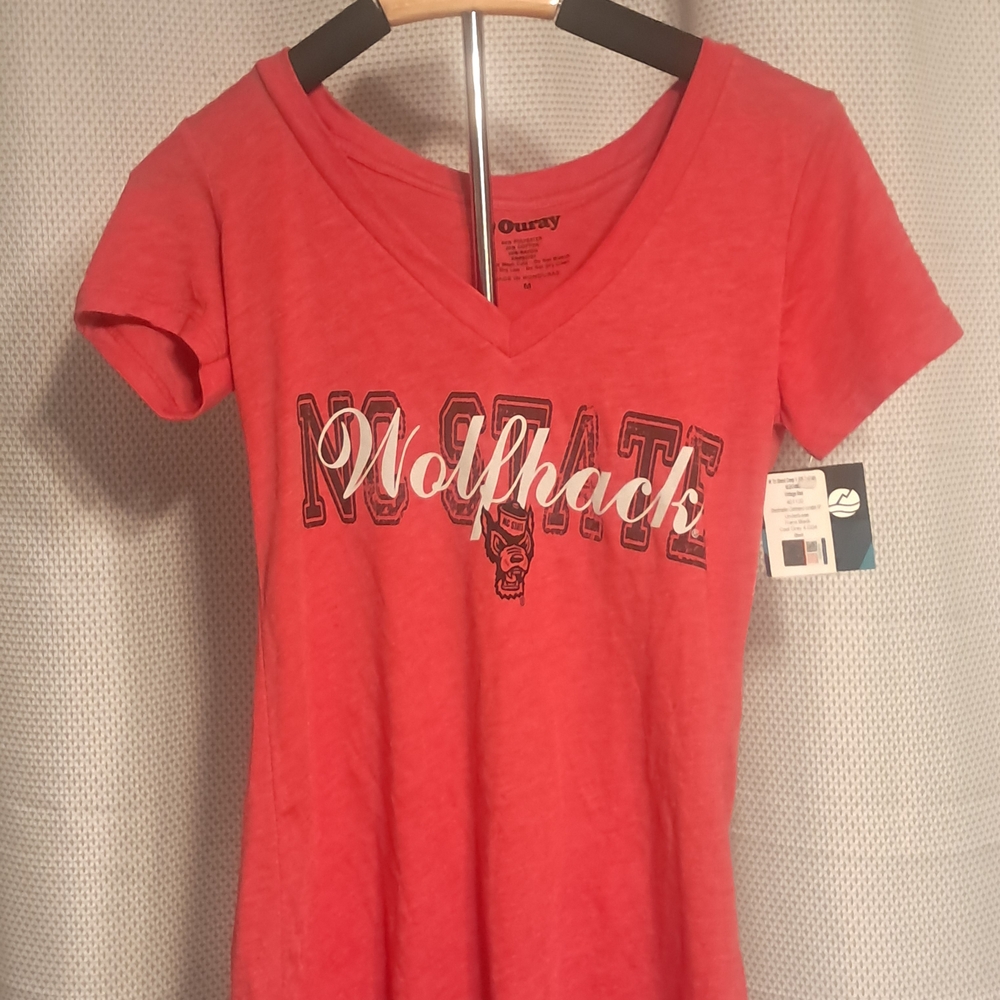 NC State Wolfpack Ouray Pink V-Neck T-Shirt